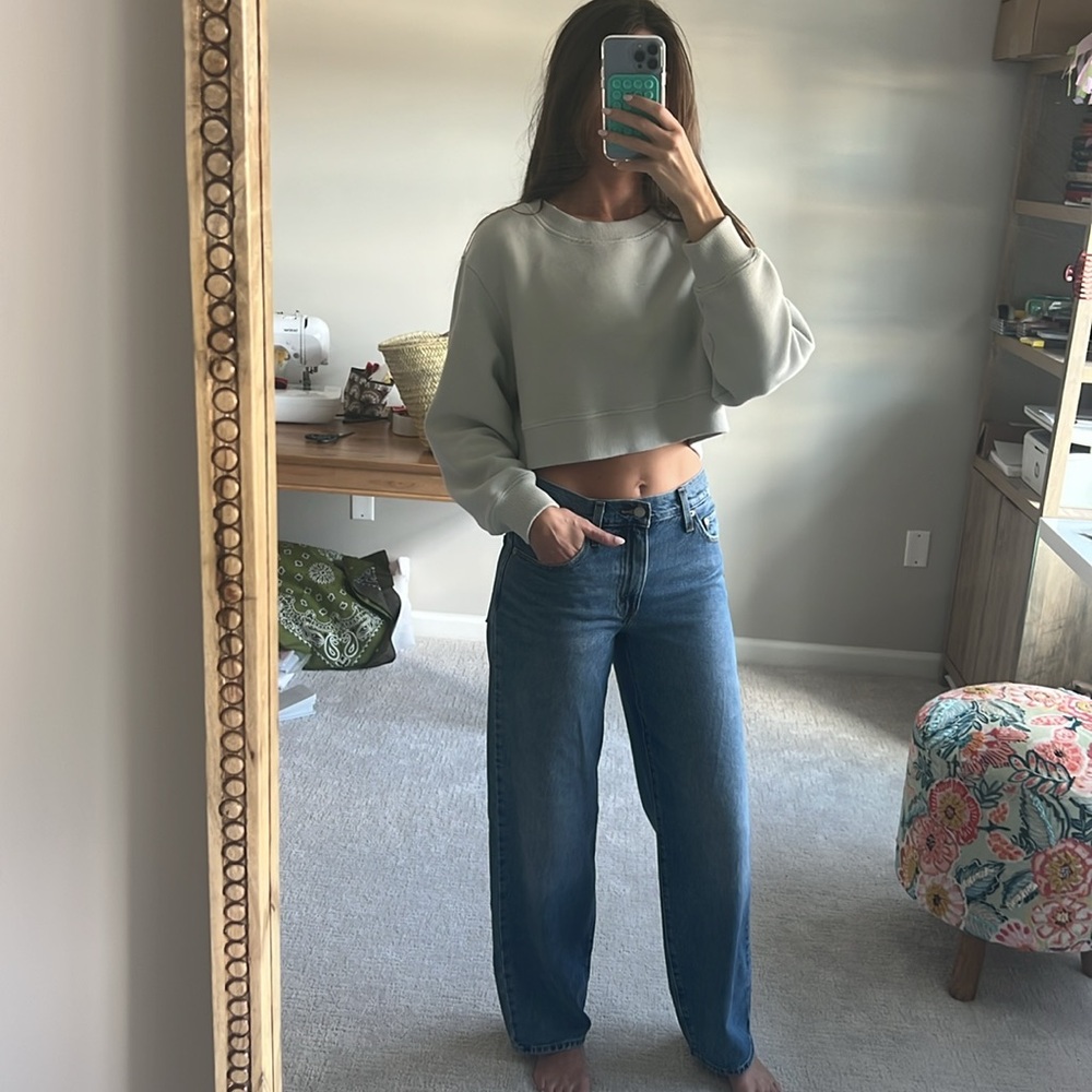 Varley Albata Crop Sweatshirt Grey Mint Carbon38 Revolve Shopbop, Medium